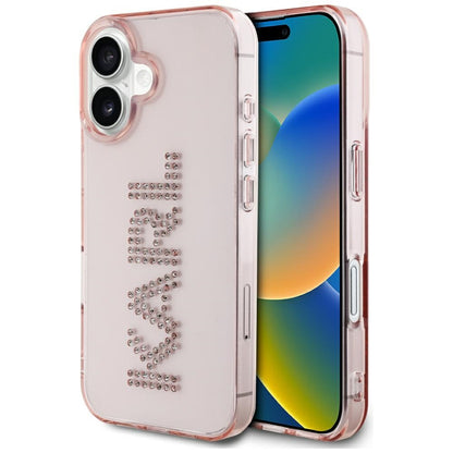 Kotelo Apple iPhone 16:lle, Karl Lagerfeld, IML Rhinestones Pink Logo, Pinkki