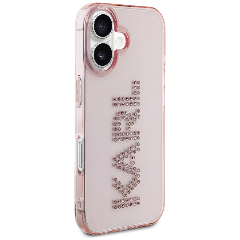 Kotelo Apple iPhone 16:lle, Karl Lagerfeld, IML Rhinestones Pink Logo, Pinkki