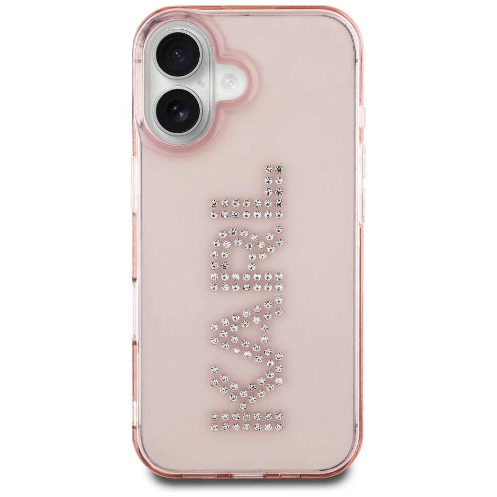 Kotelo Apple iPhone 16:lle, Karl Lagerfeld, IML Rhinestones Pink Logo, Pinkki