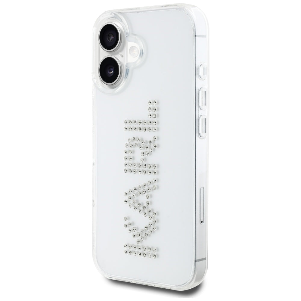 Kotelo Apple iPhone 16:lle, Karl Lagerfeld, IML Rhinestones Transparent Logo, Läpinäkyvä