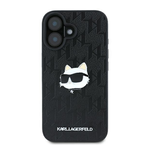 Kotelo Apple iPhone 16:lle, Karl Lagerfeld, Monogram Choupette's Head, Musta