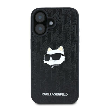 Kotelo Apple iPhone 16:lle, Karl Lagerfeld, Monogram Choupette's Head, Musta