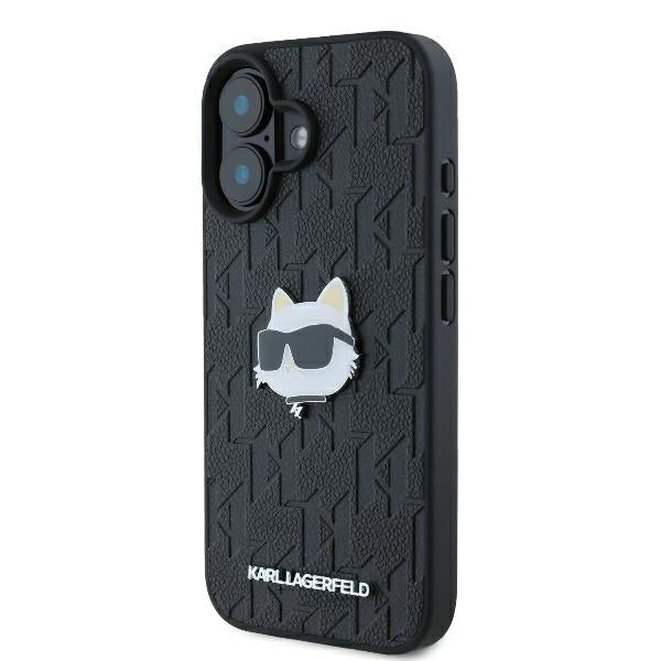 Kotelo Apple iPhone 16:lle, Karl Lagerfeld, Monogram Choupette's Head, Musta