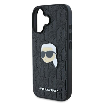 Kotelo Apple iPhone 16:lle, Karl Lagerfeld, Monogram Karl's Head, Musta