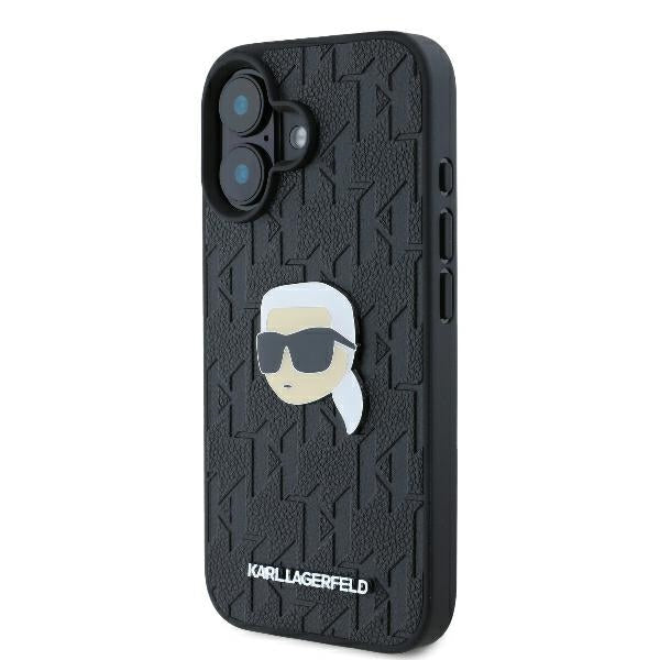 Kotelo Apple iPhone 16:lle, Karl Lagerfeld, Monogram Karl's Head, Musta