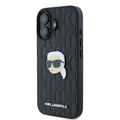 Kotelo Apple iPhone 16:lle, Karl Lagerfeld, Monogram Karl's Head, Musta