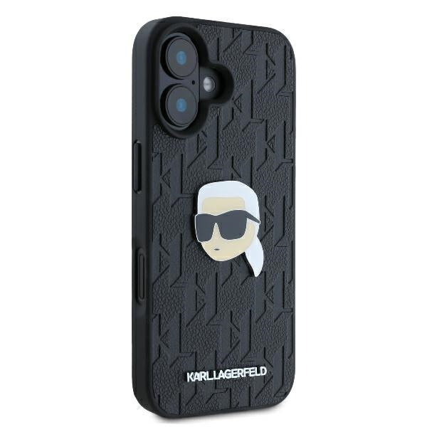 Kotelo Apple iPhone 16:lle, Karl Lagerfeld, Monogram Karl's Head, Musta