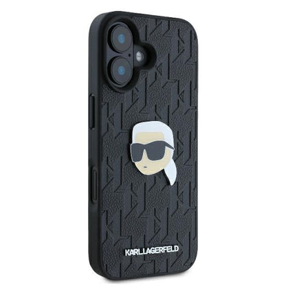 Kotelo Apple iPhone 16:lle, Karl Lagerfeld, Monogram Karl's Head, Musta