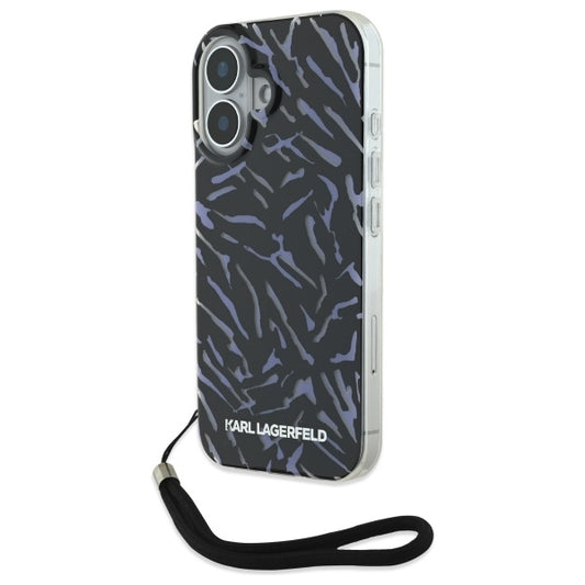 Kotelo Apple iPhone 16:lle, Karl Lagerfeld, Zebra with Cord Strap, Violetti