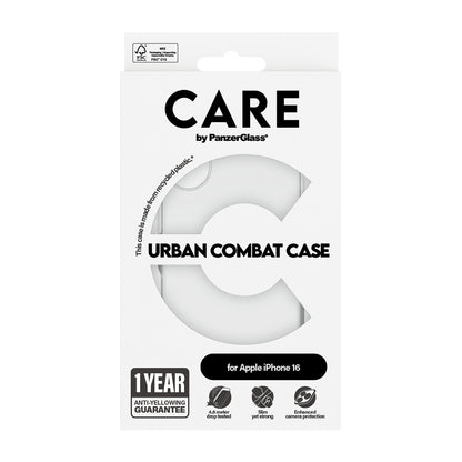 Suojakotelo Apple iPhone 16:lle, PanzerGlass, Care Urban Combat, Läpinäkyvä
