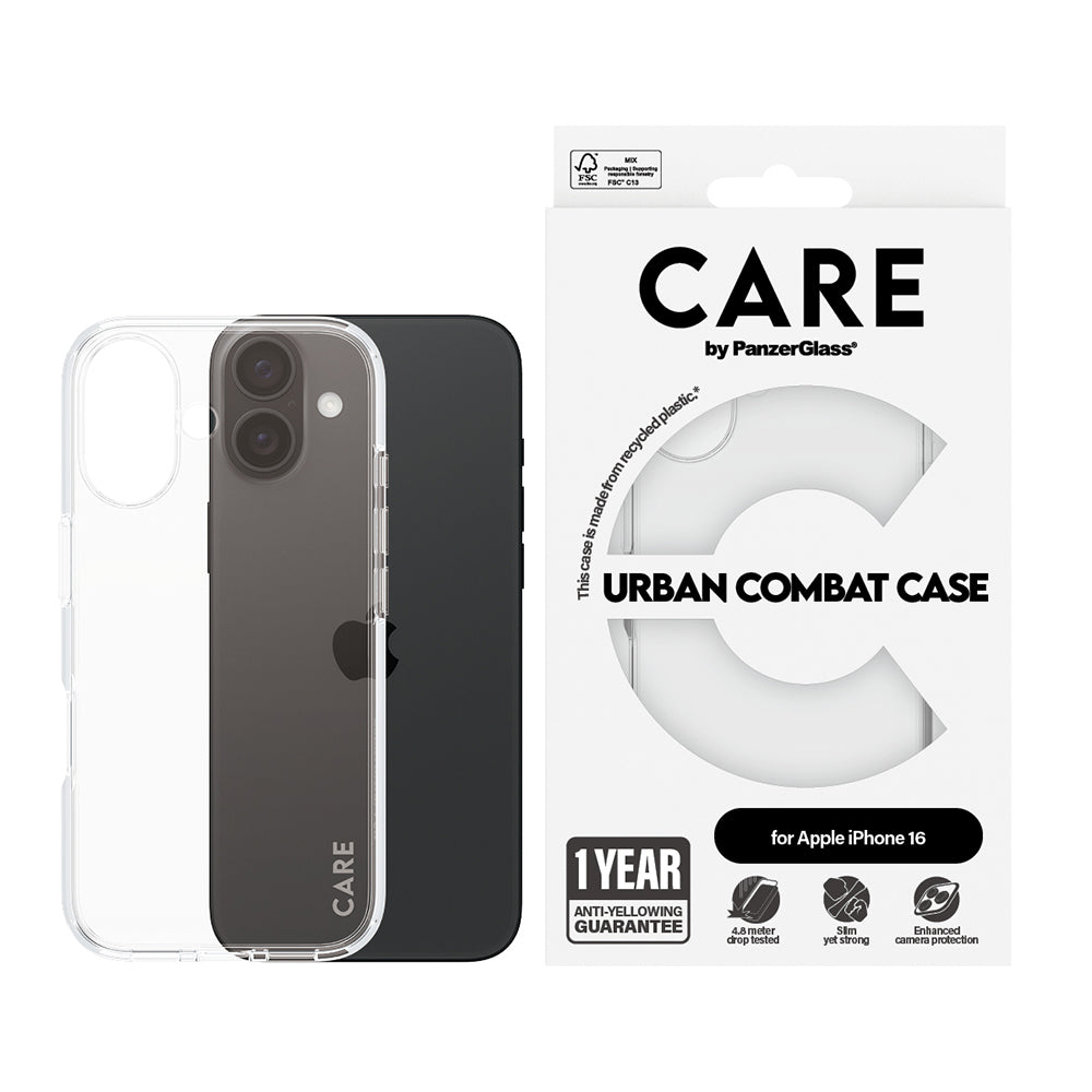 Suojakotelo Apple iPhone 16:lle, PanzerGlass, Care Urban Combat, Läpinäkyvä
