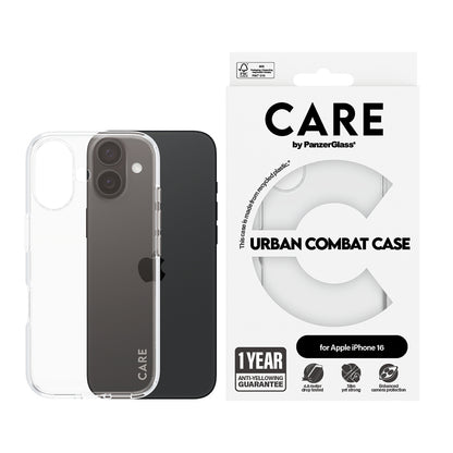 Suojakotelo Apple iPhone 16:lle, PanzerGlass, Care Urban Combat, Läpinäkyvä