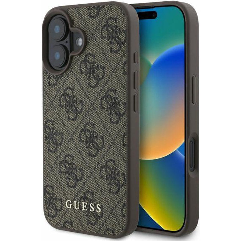 Suojakotelo Apple iPhone 16 Plus, Guess, 4G Classic, Ruskea
