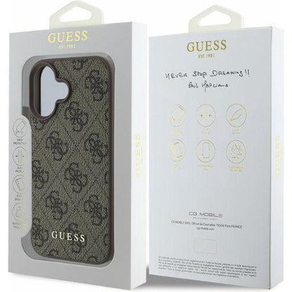Suojakotelo Apple iPhone 16 Plus, Guess, 4G Classic, Ruskea
