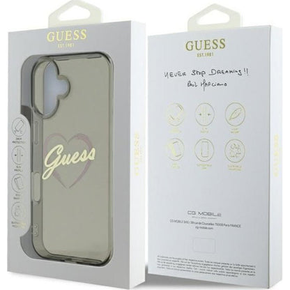 Suojakotelo Apple iPhone 16 Plus, Guess, IML Heart, Musta