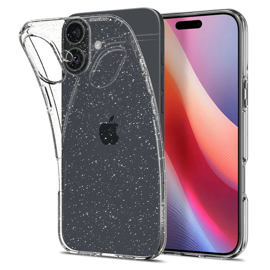 Kotelo Apple iPhone 16 Plus:lle, Spigen, Liquid Crystal Glitter, Läpinäkyvä