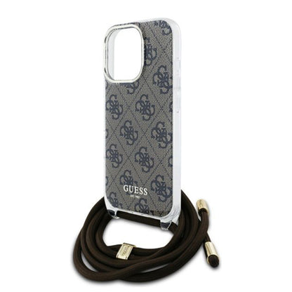 Suojakotelo Apple iPhone 16 Prolle, Guess, Crossbody Cord 4G Print, Ruskea