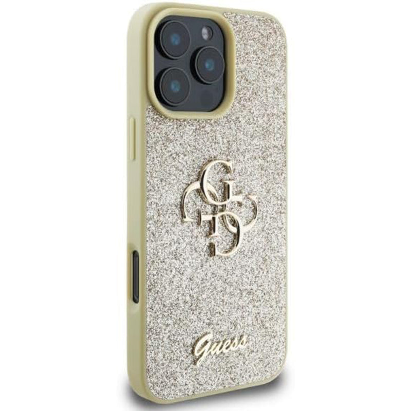 Kotelo Apple iPhone 16 Prolle, Guess, Fixed Glitter Big 4G, Kultainen