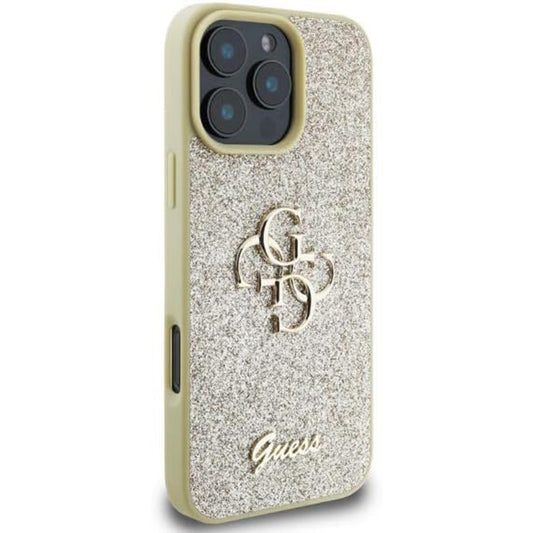 Kotelo Apple iPhone 16 Prolle, Guess, Fixed Glitter Big 4G, Kultainen