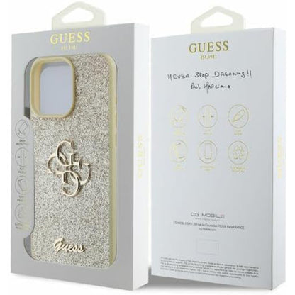 Kotelo Apple iPhone 16 Prolle, Guess, Fixed Glitter Big 4G, Kultainen