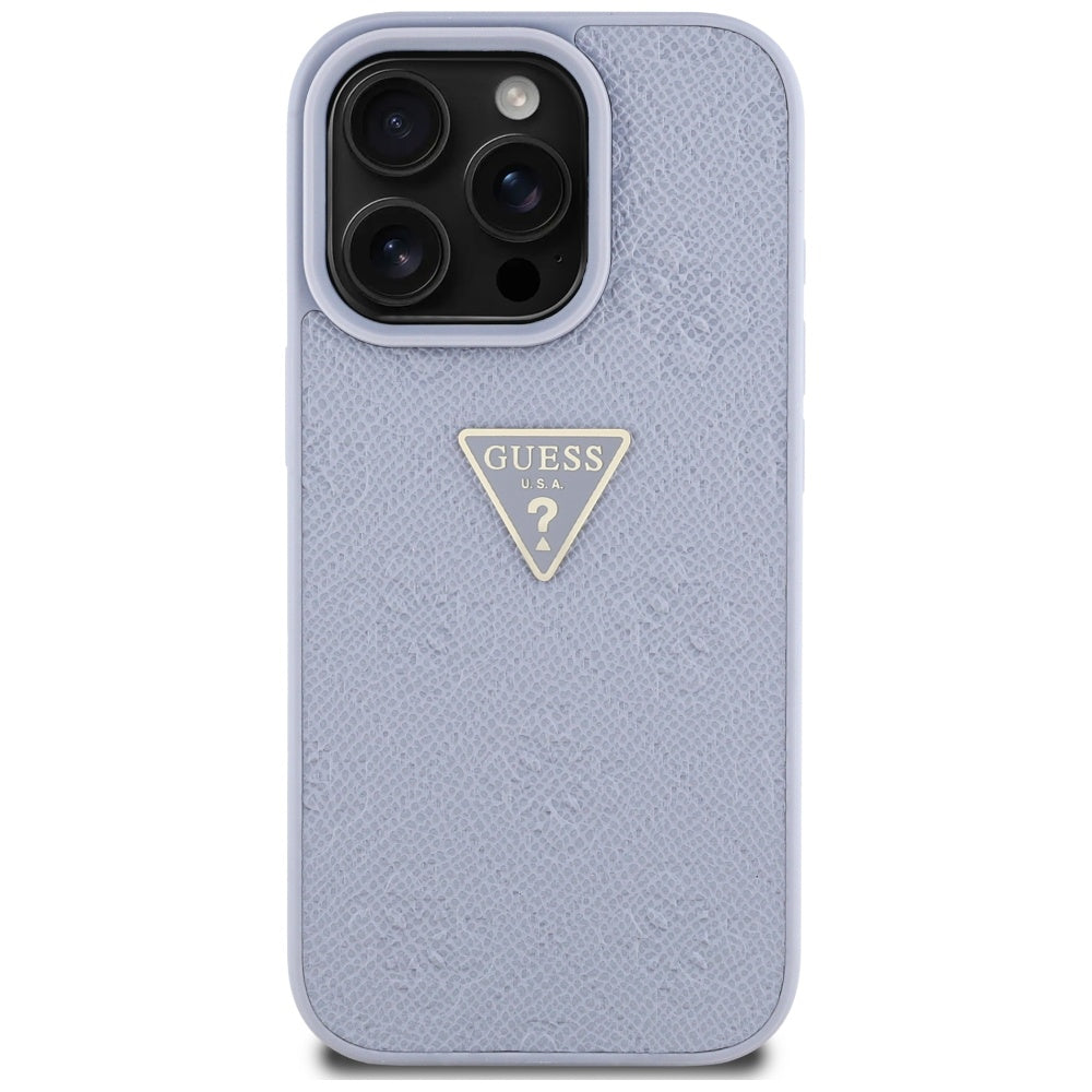 Suojakotelo Apple iPhone 16 Prolle, Guess, Hot Stamp 4G Pattern Triangle Logo, Vaaleanvioletti