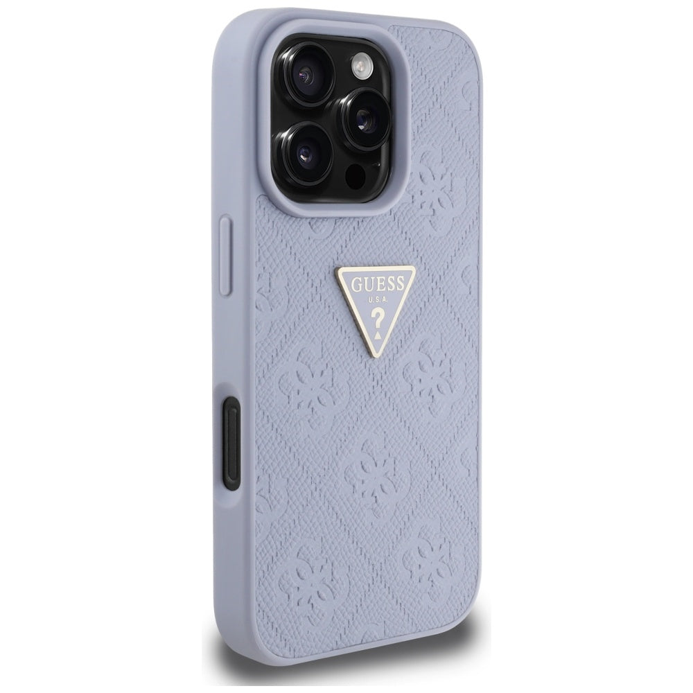 Suojakotelo Apple iPhone 16 Prolle, Guess, Hot Stamp 4G Pattern Triangle Logo, Vaaleanvioletti