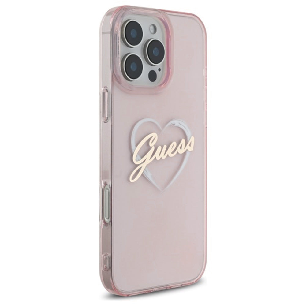 Suojakotelo Apple iPhone 16 Prolle, Guess, IML Heart, Pinkki