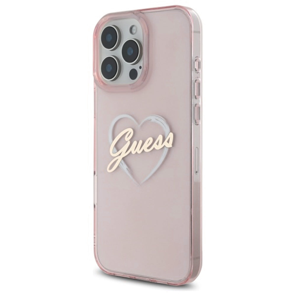 Suojakotelo Apple iPhone 16 Prolle, Guess, IML Heart, Pinkki