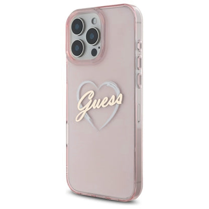 Suojakotelo Apple iPhone 16 Prolle, Guess, IML Heart, Pinkki