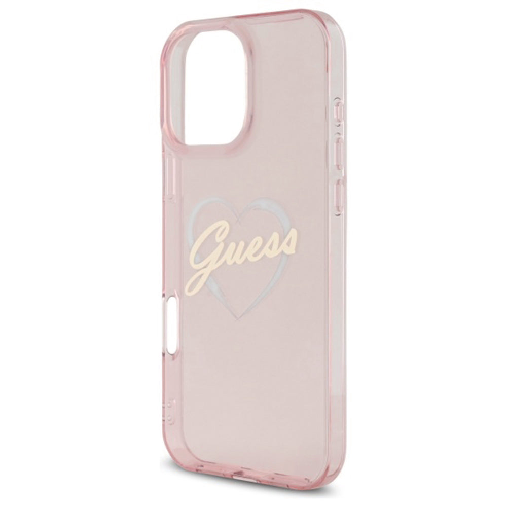 Suojakotelo Apple iPhone 16 Prolle, Guess, IML Heart, Pinkki