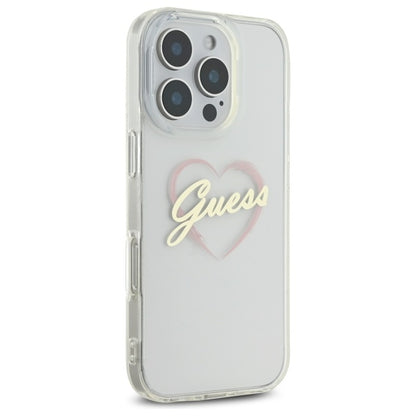 Suojakotelo Apple iPhone 16 Prolle, Guess, IML Heart, Läpinäkyvä