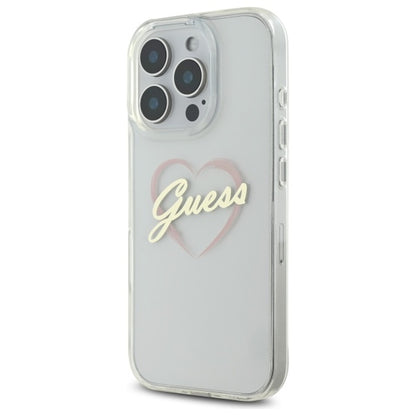Suojakotelo Apple iPhone 16 Prolle, Guess, IML Heart, Läpinäkyvä