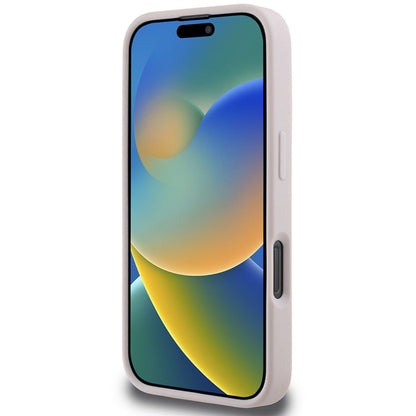 Kotelo Apple iPhone 16 Prolle, Guess, Quilted Metal Logo, Pinkki