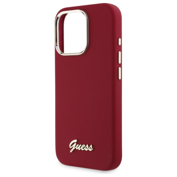 Kotelo Apple iPhone 16 Prolle, Guess, Script Metal Logo, Punainen