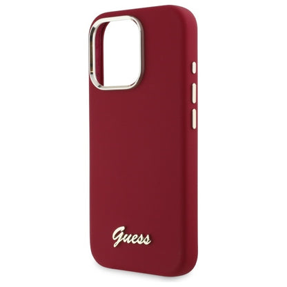 Kotelo Apple iPhone 16 Prolle, Guess, Script Metal Logo, Punainen
