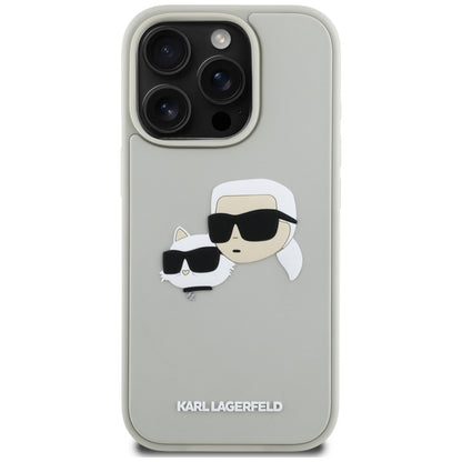 Kotelo Apple iPhone 16 Prolle, Karl Lagerfeld, 3D Rubber Karl & Choupette, Beige