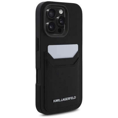 Kotelo Apple iPhone 16 Prolle, Karl Lagerfeld, Grained Cardslots, Musta