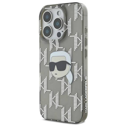Kotelo Apple iPhone 16 Prolle, Karl Lagerfeld, IML Luxury Electroplated Karl's Head, Musta