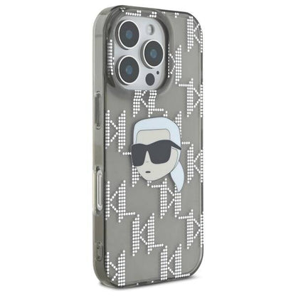 Kotelo Apple iPhone 16 Prolle, Karl Lagerfeld, IML Luxury Electroplated Karl's Head, Musta
