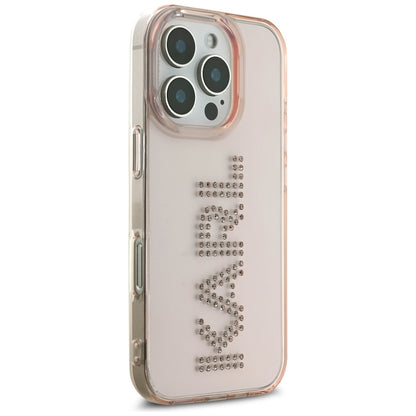 Kotelo Apple iPhone 16 Prolle, Karl Lagerfeld, IML Rhinestones Pink Logo, Pinkki
