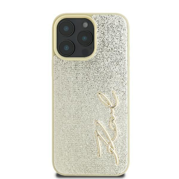 Kotelo Apple iPhone 16 Prolle, Karl Lagerfeld, Metal Signature, Kultainen