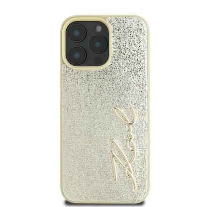 Kotelo Apple iPhone 16 Prolle, Karl Lagerfeld, Metal Signature, Kultainen