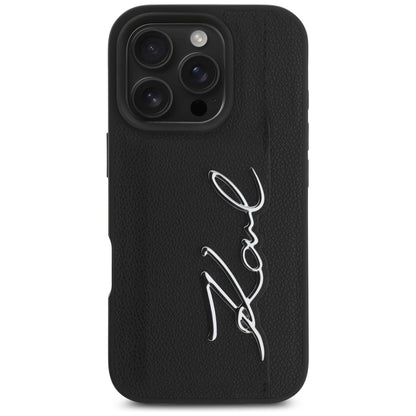 Kotelo Apple iPhone 16 Prolle, Karl Lagerfeld, Metal Signature, Musta