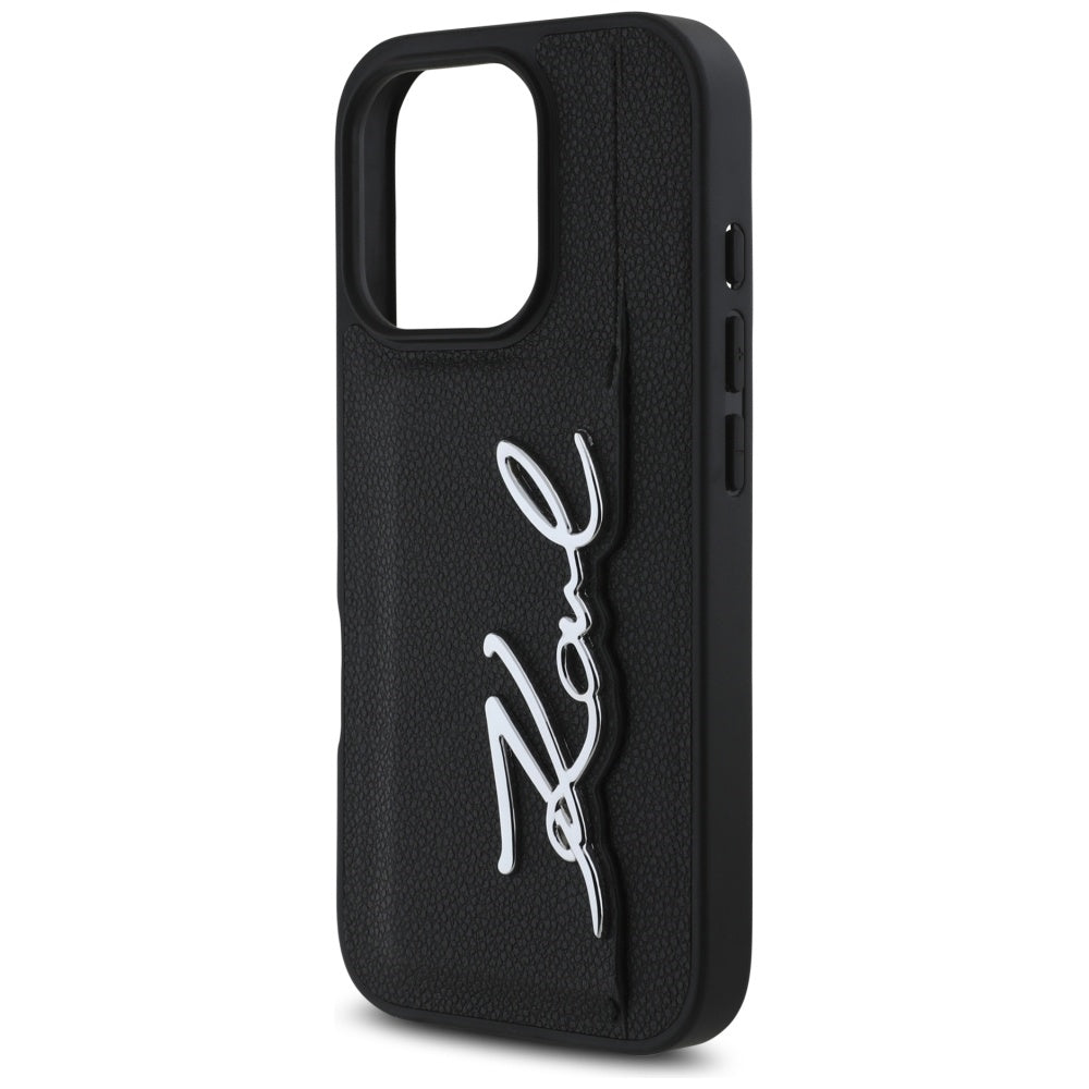 Kotelo Apple iPhone 16 Prolle, Karl Lagerfeld, Metal Signature, Musta