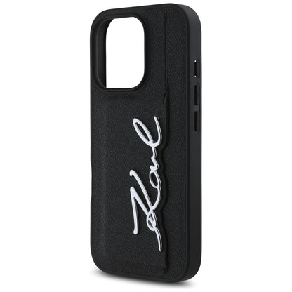 Kotelo Apple iPhone 16 Prolle, Karl Lagerfeld, Metal Signature, Musta
