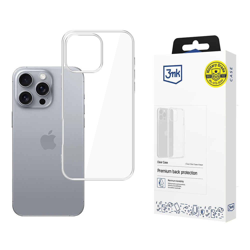 Kuori Apple iPhone 16 Pro Maxille, 3MK, Kirkas, Läpinäkyvä