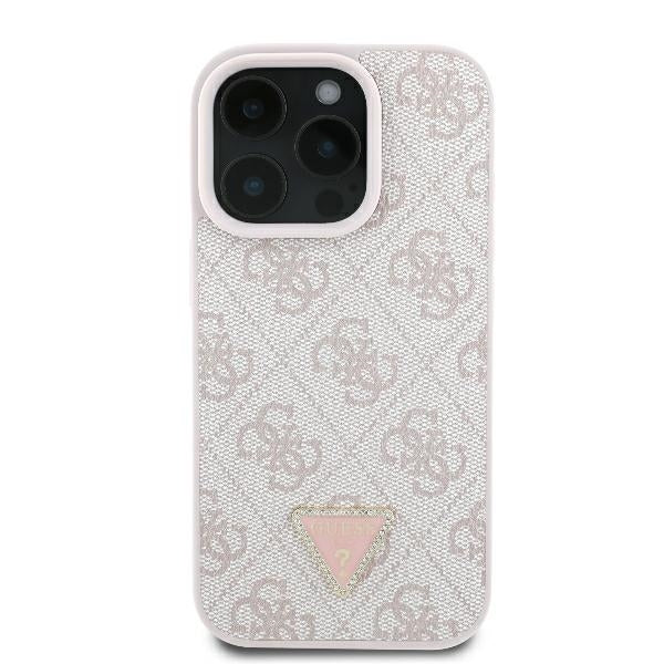 Kotelo Apple iPhone 16 Pro Maxille, Guess, Crossbody 4G Triangle Strass, Pinkki