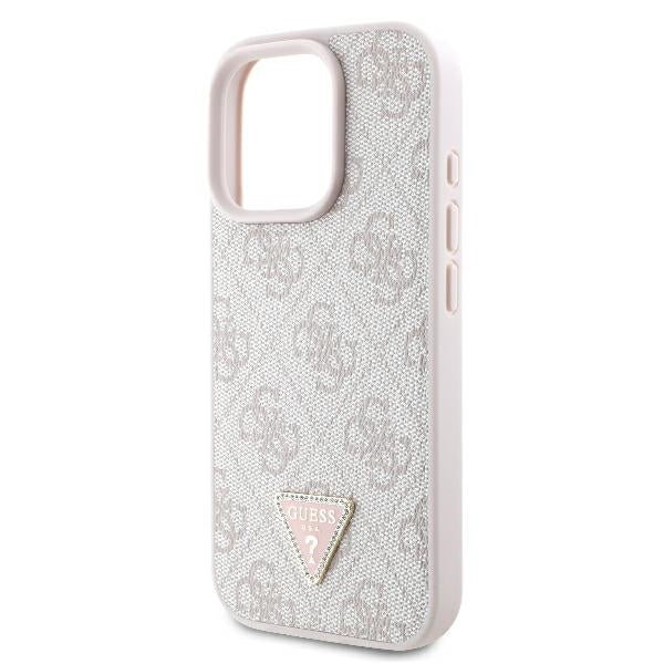 Kotelo Apple iPhone 16 Pro Maxille, Guess, Crossbody 4G Triangle Strass, Pinkki