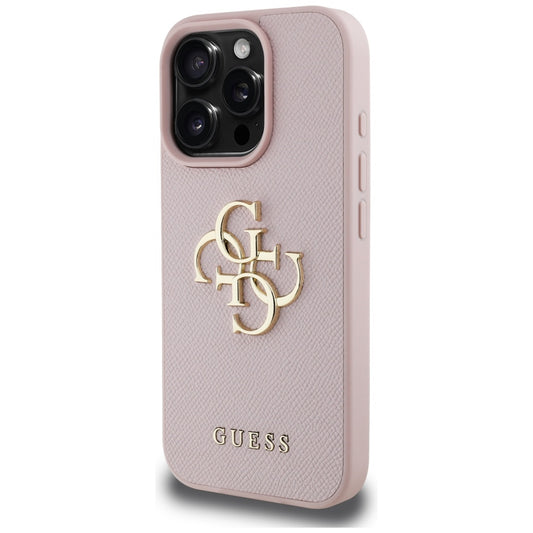 Suojakotelo Apple iPhone 16 Pro Max:lle, Guess, Grained Big 4G Logo Small Classic Logo, Pinkki