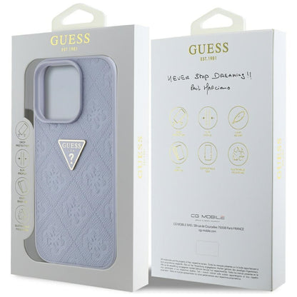 Suojakotelo Apple iPhone 16 Pro Maxille, Guess, Hot Stamp 4G Pattern Triangle Logo, Vaaleanvioletti.